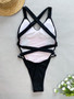 Sexy Colorblock Back Cross Straps One-Piece Women's Swimsuit