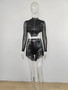 Women's Clothing Fringe Sexy Leather Jacket Shorts Two Piece Set