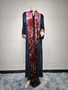 Muslim Arabian Dubai Velvet Jacquard Chic Evening Dress Retro Fashion Jalabia Women's Clothing