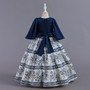 Girls dress chiffon retro pattern princess dress