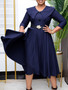 Spring Solid Color Chic Elegant And Fashionable A-Line Plus Size African Dress