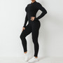 Zip Ong-Sleeved Fitness Sports Tight Fitting Yoga Jumpsuit