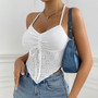 Women Halter Neck Lace-Up Drawstring Irregular Halter Top