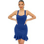 Fashion Solid Color Straps Ruffle Bodycon Dress