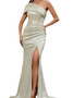 Women's Sequined One Shoulder Dress Slim Fit Slash Shoulder Sleeveless Formal Party Evening Dress