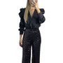 Spring Summer Long Sleeve Loose Satin Shirt Casual Party Top