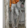 Spring Summer Party Sequined Casual Slim Fit Stretch Bell Bottom Pants