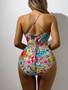 Floral Print Low Back Sexy One-Piece Swimsuit