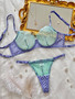 Fashionable Mesh See-Through Patchwork Contrasting Color Sexy Lace Lingerie Set