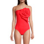 Solid Color Strapless Flower  One-Piece Swimsuit Skirt Set