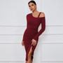 Women slit off-shoulder long-sleeved sexy dress