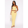 Women's Solid Strapless Top Slit Skirt Set Two Piece Set