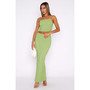 Women's Solid Strapless Top Slit Skirt Set Two Piece Set