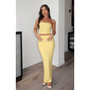 Women's Solid Strapless Top Slit Skirt Set Two Piece Set