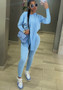 Women's Solid Color Long-Sleeved Hooded  Top Trousers Sports Two Piece Set