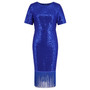 Women's Sequin Tassel Dress Sexy Party Long Gown