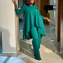 Plus Size Women Long Sleeve Top and Wide Leg Pants Set