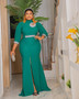 Fashion Women's Sexy Slit Dress Africa Plus Size Women's Solid Color Long Gown