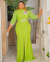 Fashion Women's Sexy Slit Dress Africa Plus Size Women's Solid Color Long Gown