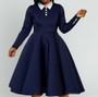 Women's Plus Size Turndown Collar Solid Chic Career Dress