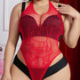 Sexy Plus Size Net Clothes  Tempting See-Through Halter Bodysuit Lingerie