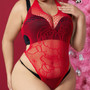 Sexy Plus Size Net Clothes  Tempting See-Through Halter Bodysuit Lingerie