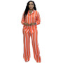 Fashion Casual Women's Spring And Autumn Striped Long Sleeve Shirt Loose Pants Women's Two-Piece Set