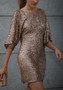 Spring Quarter Sleeve Dress Casual Loose Sequined Party Dress For Women