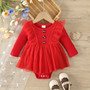 Baby Girl Spring And Autumn Style Harried Newborn Clothes Baby Girl Solid Color Ribbed Long-Sleeved Mesh Harried Dress