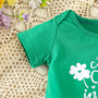 St. Patrick's Day Children's Clothing Spring Summer Style Baby Girl Clover Print Short Sleeve Bodysuit And Shorts Set