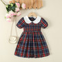 Summer Girls Short Sleeve Dress Plaid Dress