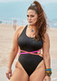 Plus Size Women Hollow Strap Backless Sexy One-Piece Swimwear