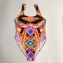 Plus Size Women Graffiti Print One Piece Swimwear