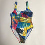 Plus Size Women Graffiti Print One Piece Swimwear