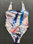 Plus Size Women Graffiti Print One Piece Swimwear