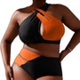 Plus Size Women Color Block Two Pieces Swimwear