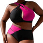 Plus Size Women Color Block Two Pieces Swimwear