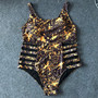 Plus Size Women Striped Graffiti Bikini One-piece Swimwear