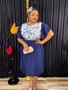 African Women's Printed Mother Of The Bride Dress Plus Size Pleated Dress With Belt