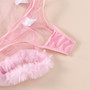 Valentine's Day Pink Mesh Plush Lace Patchwork Sexy Dress For Women
