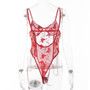 Sexy Lingerie Erotic Women's Straps One-Piece Embroidered Mesh See-Through Bodysuit