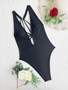 Solid Color Low Back One Piece Swimsuit For Women