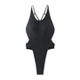 Sexy Solid Color Gemstone Thong Low Back One Piece Swimsuit For Women