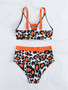 Plus Size Digital Print High Waist Two Pieces Bikini Swimsuit