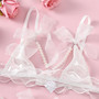 Women lacemesh lace pearl Patchwork Hollow Sexy Lingerie Set