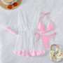 Women Bikini Mesh Cover Up Lace Three-Piece Swimwear