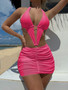 Women Sexy Hollow One-piece Solid Two-piece Swimwear