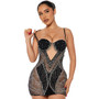 Fashionable Party And Nightclub Style Sexy See-Through Straps Beaded Bodycon A-Line Dress