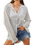 Women Sequin Long Sleeve Turndown Collar Casual Shirt