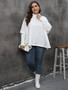 Women's Pullover Top Plus Size Women's Slit Bat Sleeves Turtleneck Loose Sweater